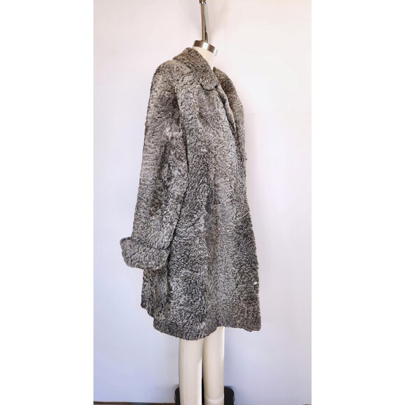 40s 50s Gray Silver Persian Curly Astrakhan Lamb Jacket Coat ITALIAN L XL - Picture 9 of 11